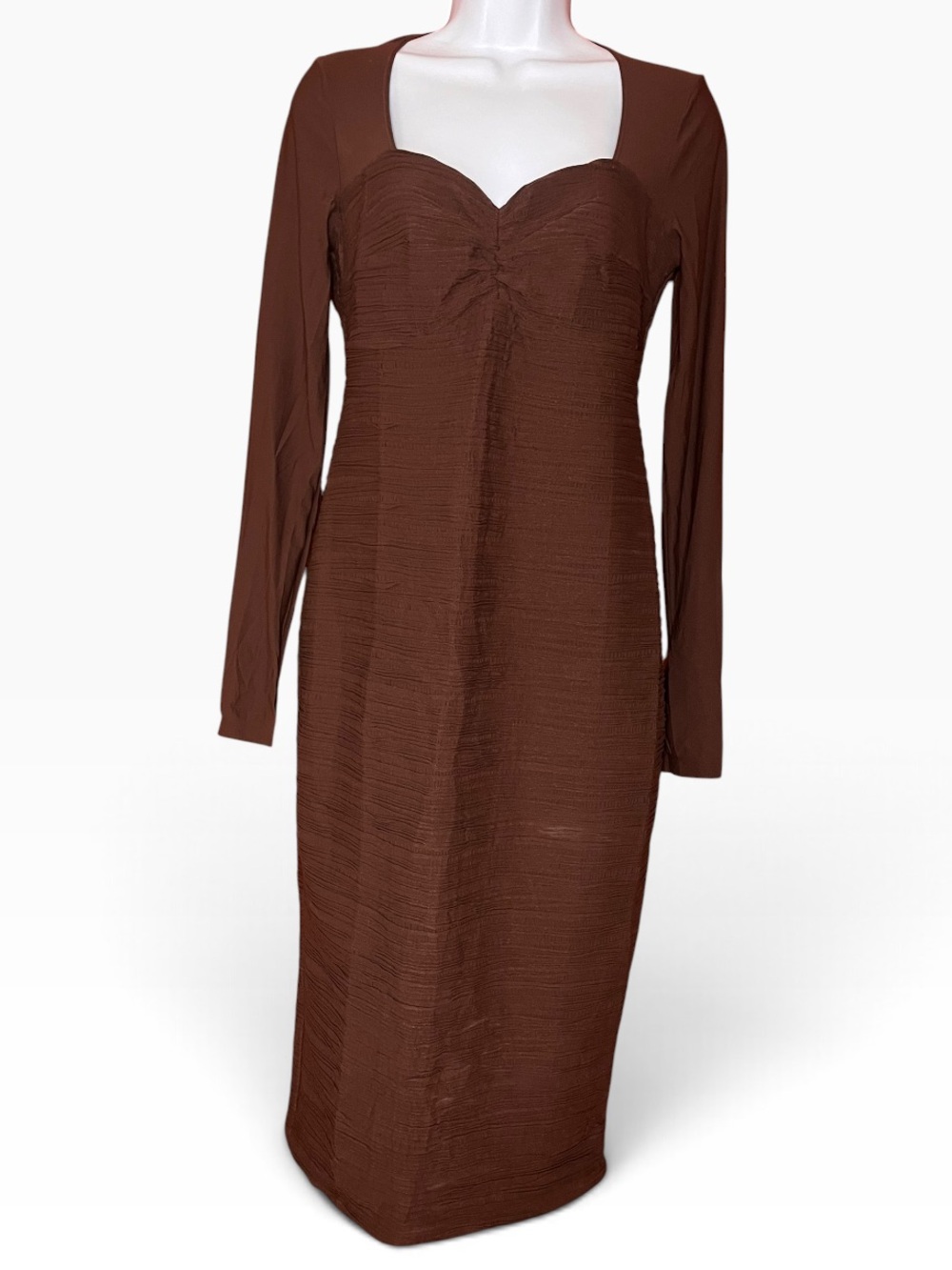 Wolford Acorn Brown Long Sleeve Bodycon Maxi Dress
